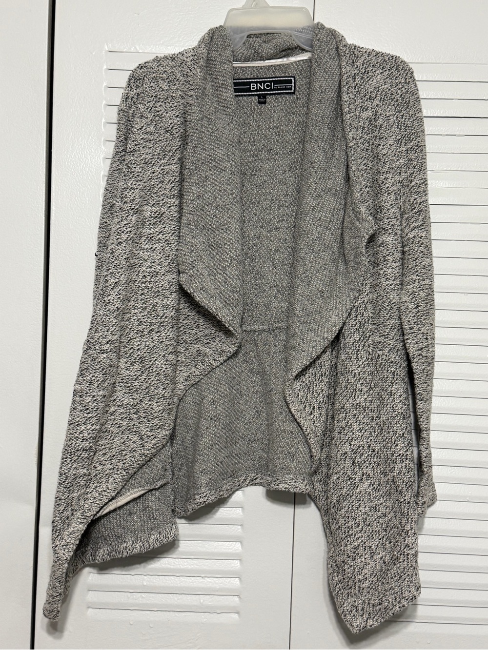 Women's Gray Open-Front Draped Cardigan Sweater